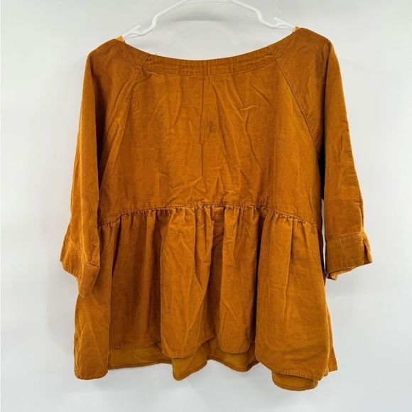 Anthropologie Maeve Maria Babydoll Corduroy Top mustard size S - Picture 2 of 13